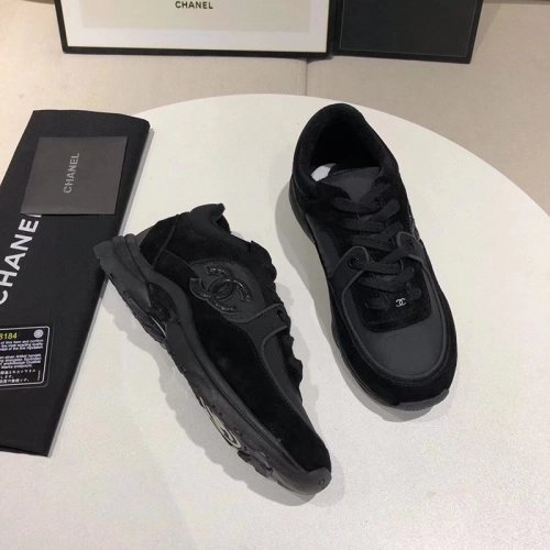 Chanel Low Top Trainer CC Triple Black Suede,CHANEL SNEAKERS,Other Brand Reps Sneakers