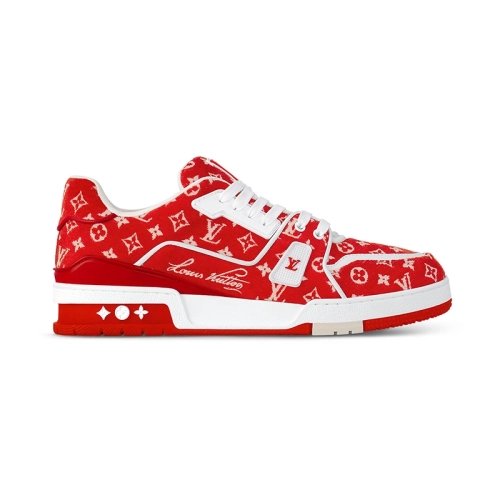 Louis Vuitton Trainer Red Monogram Textile,Louis Vuitton Trainer,LOUIS VUITTON Reps Sneakers,Other Brand Reps Sneakers