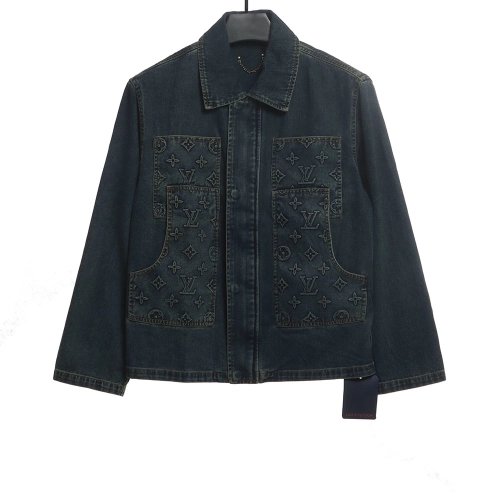 LV embossed denim jacket,Louis Vuitton Jacket,Jacket,APPAREL