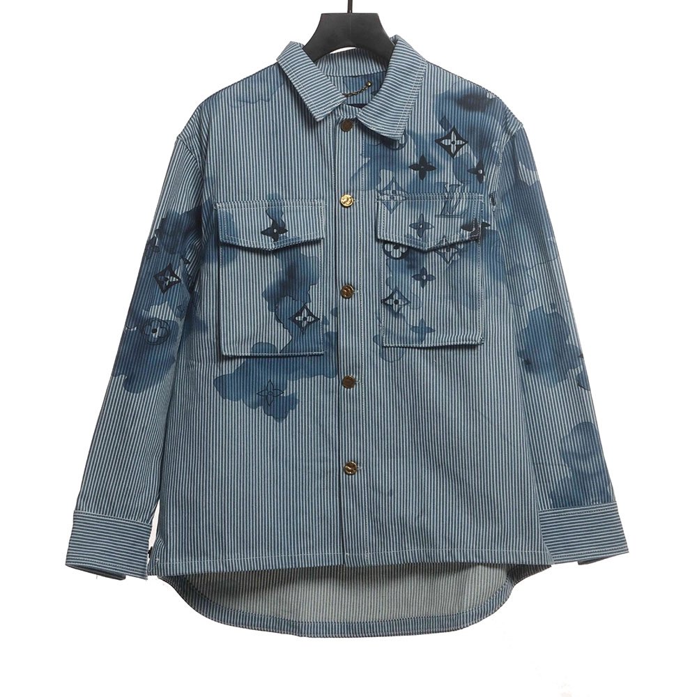 LV ink presbyopic denim jacket,Louis Vuitton Jacket,Jacket,APPAREL