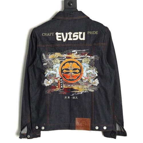 Evisu Kamon Embroidered Denim Jacket,Evisu Jacket,Jacket,APPAREL