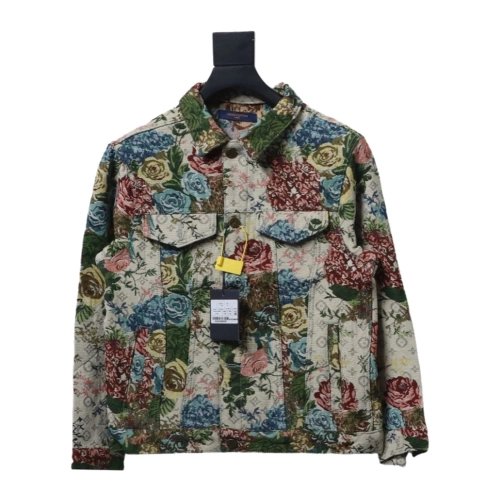 Louis Vuitton floral rose print denim jacket,Louis Vuitton Jacket,Jacket,APPAREL