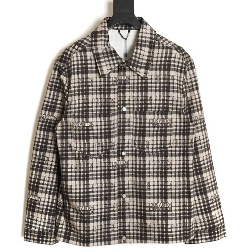 Louis Vuitton plaid denim longsleeved shirt jacket,Louis Vuitton Jacket,Jacket,APPAREL