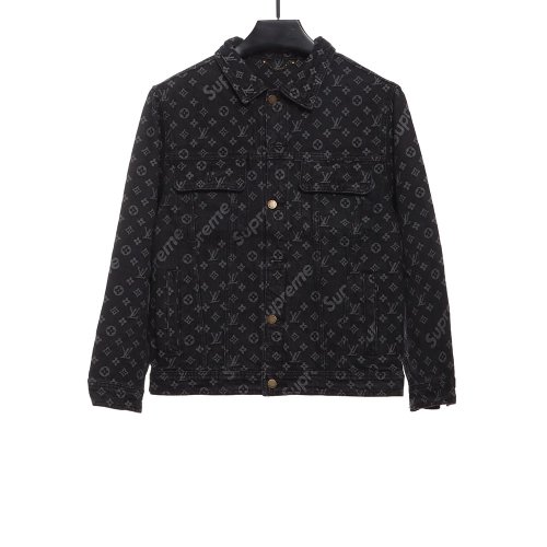 LV cobranded SUP allover printed denim jacket,Louis Vuitton Jacket,Jacket,APPAREL