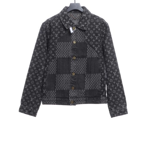 Louis Vuitton joint NIGO checkerboard denim jacket,Louis Vuitton Jacket,Jacket,APPAREL