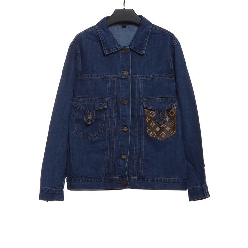 LV Presbyopic Canvas Pocket Denim Jacket,Louis Vuitton Jacket,Jacket,APPAREL