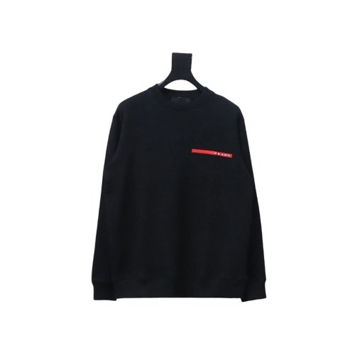 Prada classic red striped crew neck sweatshirt TSK1,Prada Sweatshirt,Sweatshirt,APPAREL