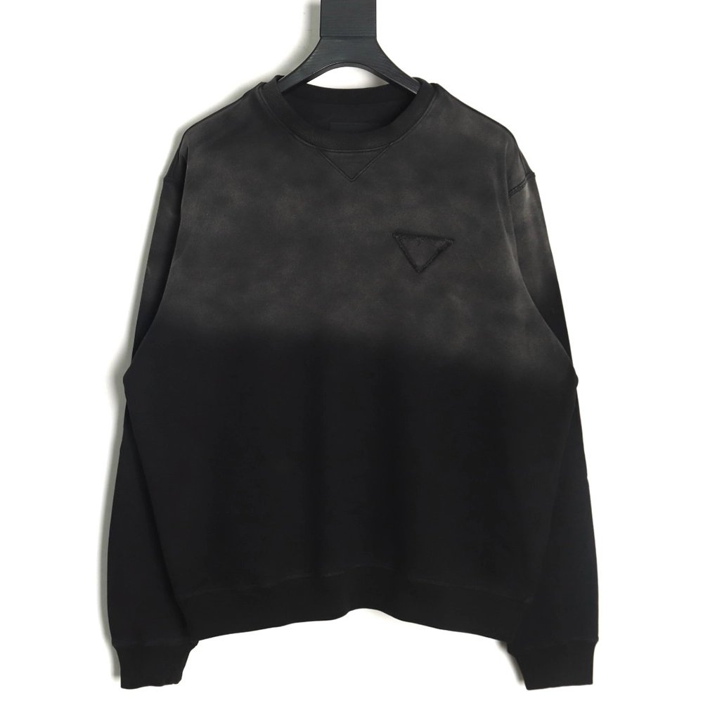 Prada gradient washed triangle logo round neck sweatshirt,Prada Sweatshirt,Sweatshirt,APPAREL