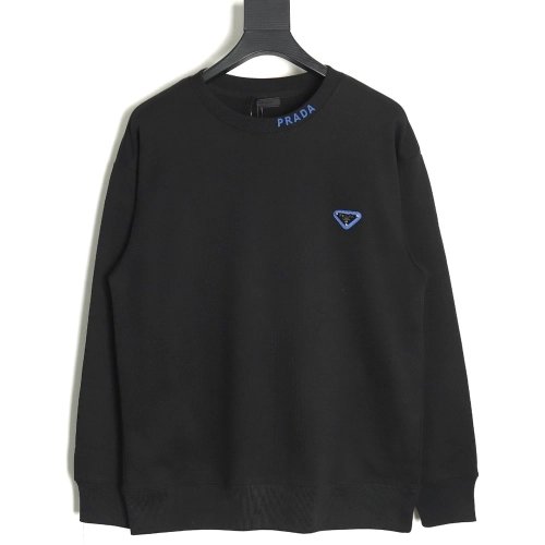 Prada triangle logo collar lettering round neck sweatshirt TSK1,Prada Sweatshirt,Sweatshirt,APPAREL