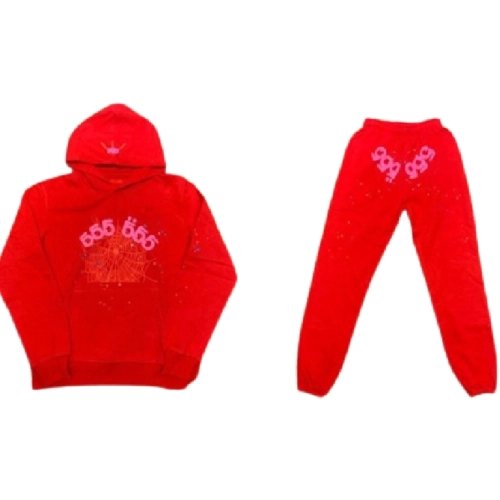 Red Sp5der 555 Tracksuit,Sp5der Tracksuit,SUIT,Clothing