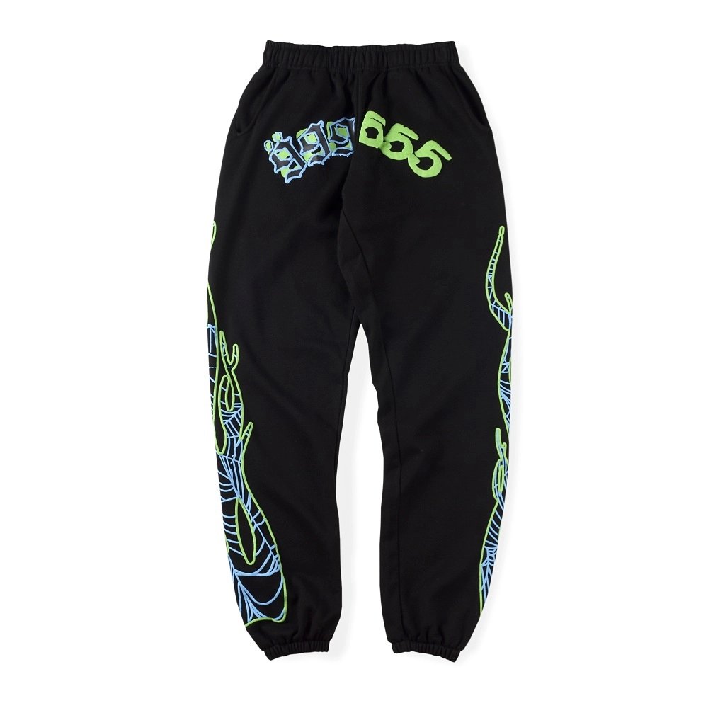 Juice World 999 Black Sp5der Sweatpant,Sp5der Sweatpants,CASUAL PANTS,Clothing