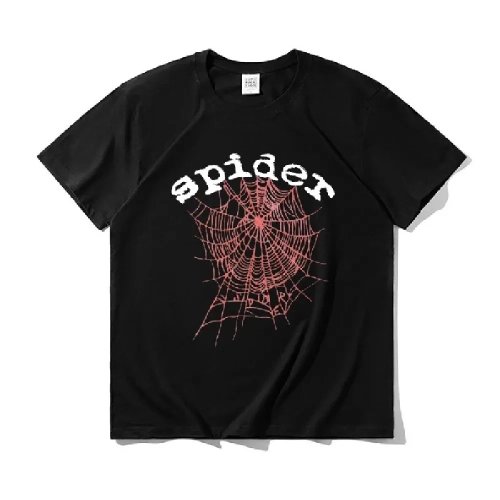 Web Graphic Printed Black Spider T Shirt,Sp5der T-shirt,T-SHIRT,Clothing