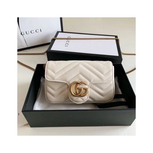 Gucci 476433 GG Marmont Matelasse Super Mini Bag White